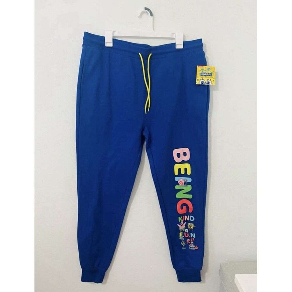 Nickelodeon Sponge‎ Bob Adults Unisex Blue Sweatpants Size XXL New With Tags